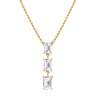 Diamond2deal 18k Vermeil Plated Silver 2.8 Ct Emerald Cut Lab Grown Diamond Pendant Drop Necklace 18 In Yellow