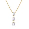 Diamond2deal 18k Vermeil Plated Silver 2.8 Ct Emerald Cut Lab Grown Diamond Pendant Drop Necklace 18 In Gold