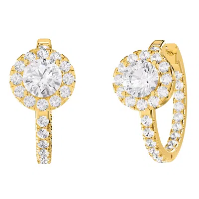 Diamond2deal 18k Vermeil Plated Silver 2.80 Ct Round Lab Grown Diamond Hoop Earrings In Metallic