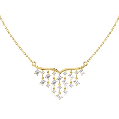 Diamond2deal 18k Vermeil Plated Silver 2.9 Ct Multi Shapelab Grown Diamond Pendant Necklace 18" Vvs- In Yellow