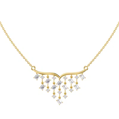 Diamond2deal 18k Vermeil Plated Silver 2.9 Ct Multi Shapelab Grown Diamond Pendant Necklace 18" In Yellow