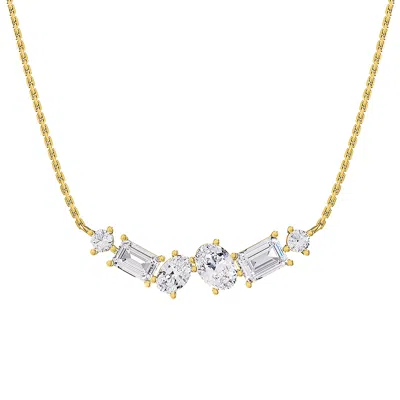 DIAMOND2DEAL 18K VERMEIL PLATED SILVER 3 CT MULTI SHAPE LAB GROWN DIAMOND PENDANT NECKLACE 18"