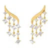 Diamond2deal 18k Vermeil Plated Silver 3.30 Ct Multi Shape Lab Grown Diamond Drop Dangle Earrings Vv In Yellow