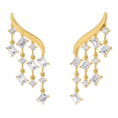 Diamond2deal 18k Vermeil Plated Silver 3.30 Ct Multi Shape Lab Grown Diamond Drop Dangle Earrings In Metallic