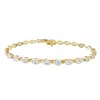 Diamond2deal 18k Vermeil Plated Silver 4.8 Ct Oval Cut Lab Grown Diamond Tennis Bracelet 7" Vvs-vs In Yellow