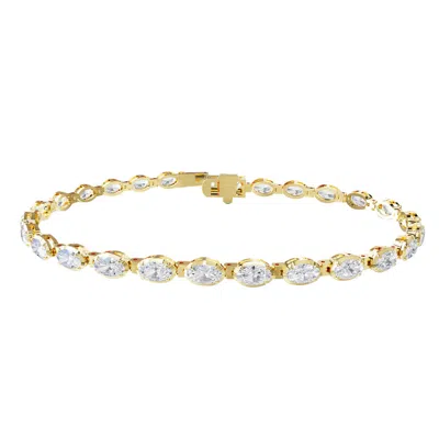 Diamond2deal 18k Vermeil Plated Silver 4.8 Ct Oval Cut Lab Grown Diamond Tennis Bracelet 7" Vvs-vs In Yellow