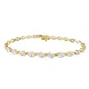 Diamond2deal 18k Vermeil Plated Silver 4.8 Ct Oval Cut Lab Grown Diamond Tennis Bracelet 7" Vvs-vs In Yellow