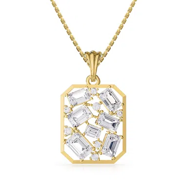 Diamond2deal 14k Yellow Gold 5 Ct Emerald Cut Lab Grown Diamond Pendant Necklace 18" Chain Vvs-vs