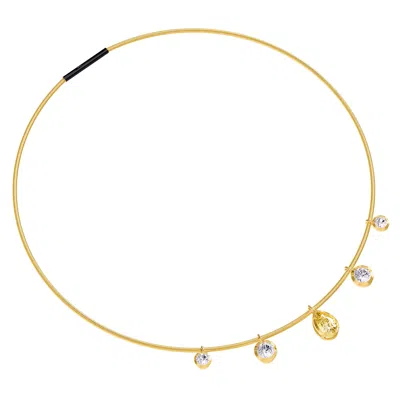 Diamond2deal 18k Vermeil Plated Silver 5 Ct Round & Pear Cut White & Yellow Lab Grown Diamond Pendan