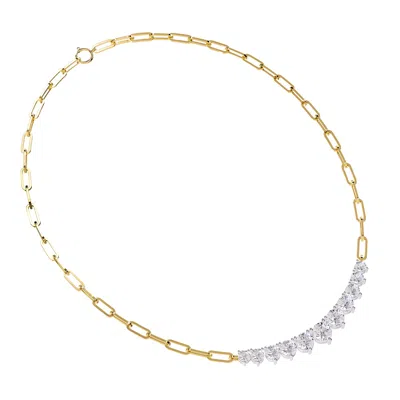 Diamond2deal 18k Vermeil Plated Silver 5.8 Ct Round Lab Grown Diamond Necklace 18" In White