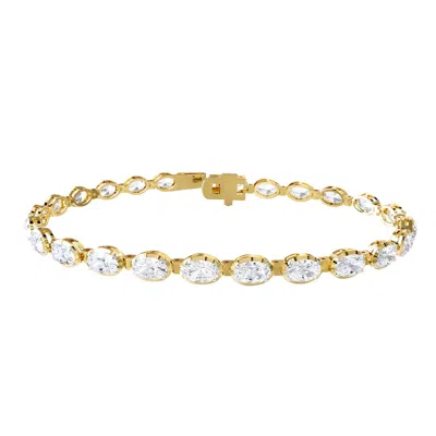 Diamond2deal 18k Vermeil Plated Silver 7.30 Ct Oval Cut Lab Grown Diamond Tennis Bracelet 7" Vvs-vs In Yellow