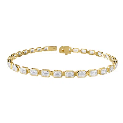 DIAMOND2DEAL 18K VERMEIL PLATED SILVER 7.75 CT RADIANT CUT LAB GROWN DIAMOND TENNIS BRACELET 7"