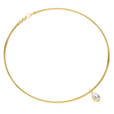 Diamond2deal 18k Vermeil Plated Silver1 Ct Pear Cut Lab Grown Diamond Pendant Necklace 18" Vvs-vs In Yellow