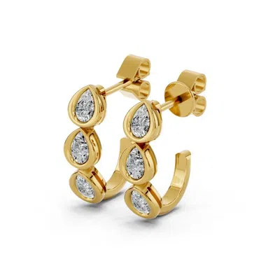 Diamond2deal 18k Vermiel Plated Silver 0.96 Ct Pear Lab Grown Diamond J-hoop Earrings In Gold