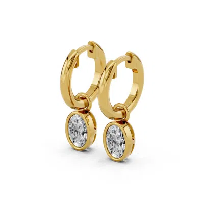 Diamond2deal 18k Vermiel Plated Silver 1.06 Ct Oval Lab Grown Diamond Hoop Earrings In Gold