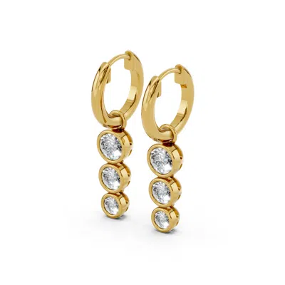 Diamond2deal 18k Vermiel Plated Silver 1.36 Ct Round Lab Grown Diamond Hoop Earrings In Gold