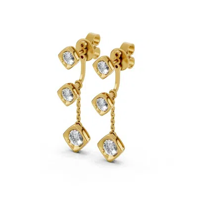 Diamond2deal 18k Vermiel Plated Silver 2.3 Ct Round Lab Grown Diamond Dangle Earrings In Gold