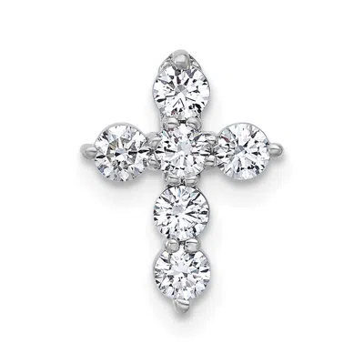Diamond2deal 18k White Gold Rhodium-plated Polished .5ct. Diamond Cross Chain Slide Pendant