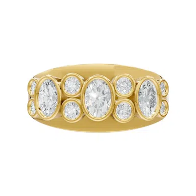 Diamond2deal 18k Yellow Gold Over Silver 0.95 Ct Oval Lab Grown Diamond Wedding Band Ring Size 7