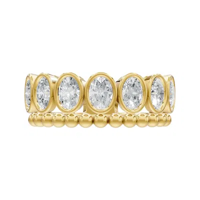 Diamond2deal 18k Yellow Gold Over Silver 1.47 Ct Oval Lab Grown Diamond 7-stone Ring Size 7