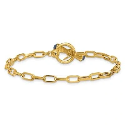 Pre-owned Diamond2deal 18k Yellow Gold Polished Sapphire Link Toggle Bracelet 7.5" For Women 5.43g