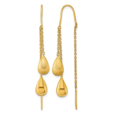 Diamond2deal 18k Yellow Gold Satin Teardrop Threader Drop Dangle Earrings