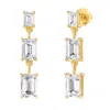 Diamond2deal 18k Yellow Gold Vermeil 4 Ct Emerald Cut Lab Grown Diamond Drop & Dangle Earrings Vvs-v In Yellow