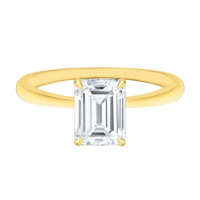 Diamond2deal 2 Ct Emerald Lab Grown Diamond Solitaire Engagement Ring 14k Rose Gold In Yellow
