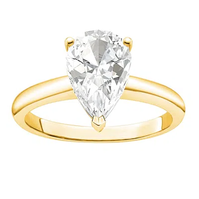 Diamond2deal 2 Ct Pear Shape Lab Grown Diamond Solitaire Engagement Ring 14k Yellow Gold