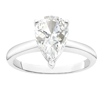 Diamond2deal 2 Ct Pear Shape Lab Grown Diamond Solitaire Engagement Ring 14k Yellow Gold