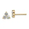Diamond2deal 3/4 Ct Lab Grown Diamond 3 Stone Stud Earrings 14k Gold V-s, D-e In White