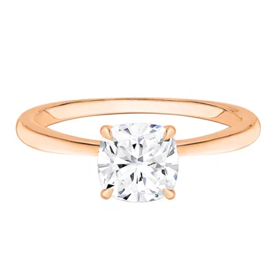 Diamond2deal 3.5 Ct Cushion Lab Grown Diamond Solitaire Engagement Ring 14k Yellow Gold In Pink