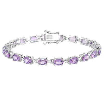 Diamond2deal 925 Sterling Siilver Amethyst Tennis Bracelet 7.25" In White