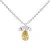 Diamond2deal 925 Sterling Silver Two-tone 1.4 Ct Multi Shape White & Yellow Lab Grown Diamond Pendan In White