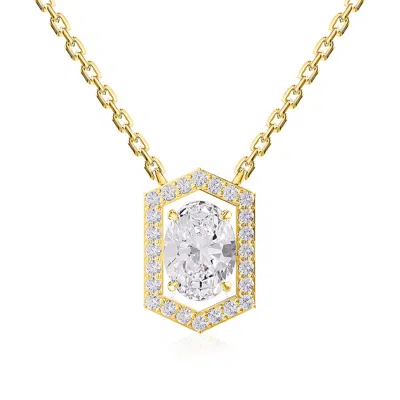 Diamond2deal 925 Sterling Silver 2 Ct Oval Cut Lab Grown Diamond Pendant Necklace 18" Vvs-vs In White