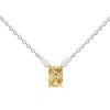 Diamond2deal 925 Sterling Silver 2.14 Ct Radiant Cut Lab Grown Diamond Pendant Necklace 18" Vvs2 In White