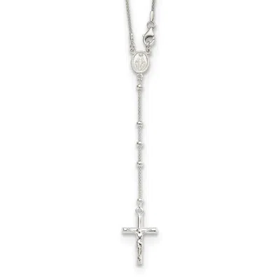 Diamond2deal 925 Sterling Silver Rosary Cross Necklace 24"