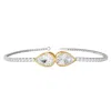 Diamond2deal 14k Two-tone Gold 3.8 Ct Pear Shape Lab Grown Diamond Tennis Bracelet 7" Vvs-vs In White