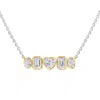 Diamond2deal 925 Sterling Silver Two-tone 3.6 Ct Multi Shape Lab Grown Diamond Pendant Necklace 18"  In Multi