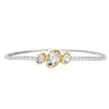 Diamond2deal 925 Sterling Silver Two-tone 3.9 Ct Oval Cut Lab Grown Diamond Tennis Bracelet 7" In White