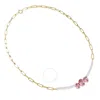 Diamond2deal 925 Sterling Silver Two-tone 4.5 Ct Round & Oval Cut White & Pink Lab Grown Diamond Nec In Gold