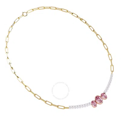 Diamond2deal 925 Sterling Silver Two-tone 4.5 Ct Round & Oval Cut White & Pink Lab Grown Diamond Nec In Multi