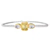Diamond2deal 925 Sterling Silver Two-tone 4.8 Ct Radiant Cut Yellow & White Lab Grown Diamond Tennis In Metallic