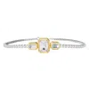 Diamond2deal 925 Sterling Silver Two-tone 5 Ct Radiant Cut Lab Grown Diamond Tennis Bracelet 7" Vvs- In Metallic
