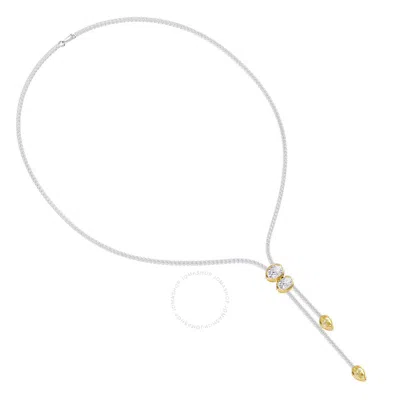 Diamond2deal 925 Sterling Silver Two-tone 8.20 Ct Pear & Oval Cut Lab Grown Diamond Pendant Necklace In Multi