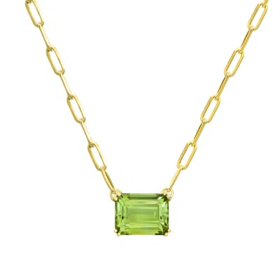 Diamond2deal 925 Sterling Silver Vermeil Peridot Pendant Necklace 18"