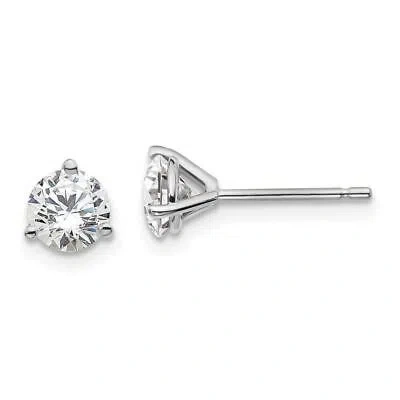 Pre-owned Diamond2deal 14k White Gold Round Lab Grown Diamond Stud Earrings For Womens