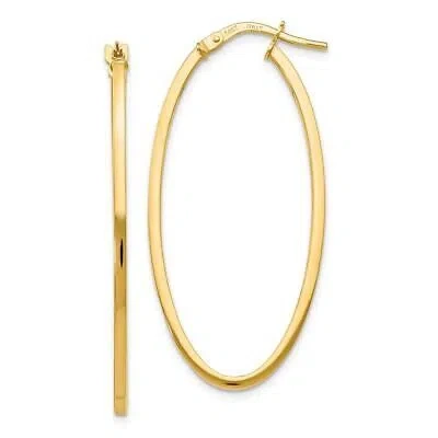 Pre-owned Diamond2deal 14k Yellow Gold Polished Oval Hoop Earrings 1.31g L-40mm