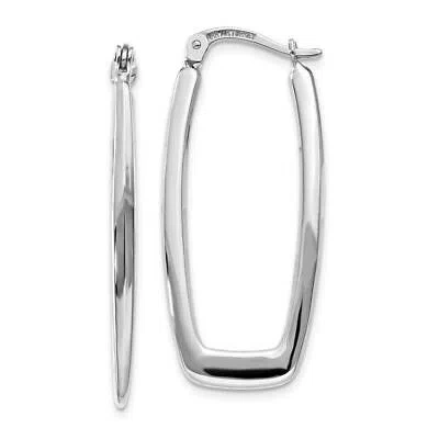 Pre-owned Diamond2deal 14k White Gold Polished 2.25mm Rectangle Hoop Earrings