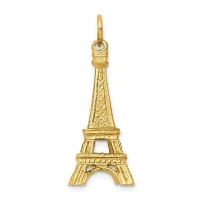 Pre-owned Diamond2deal 14k Yellow Gold 3d Eiffel Tower Charm Pendant 3.22g